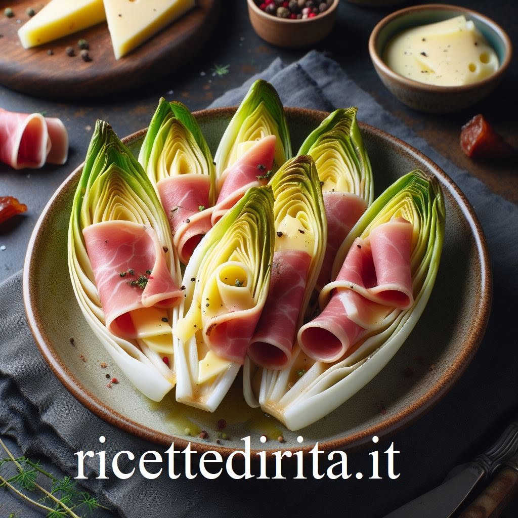 Indivia belga con fontina e prosciutto